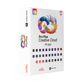 Adobe Pro Plus Creative Cloud packaging with colorful design on a white background