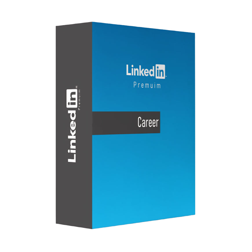 Blue and gray box with LinkedIn branding on a white background